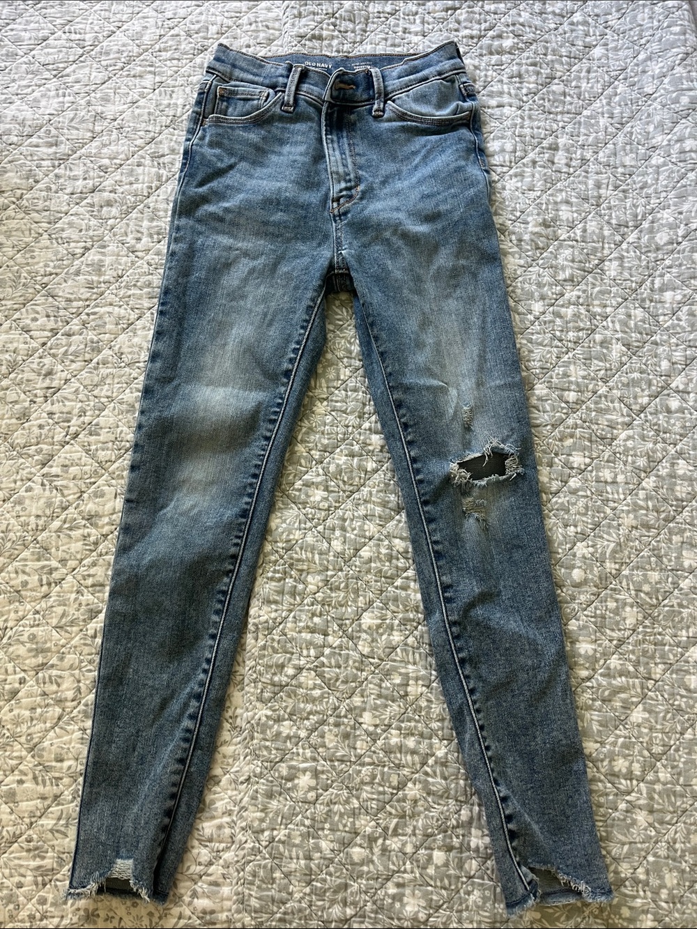 Old Navy Blue Ripped Skinny Jeans